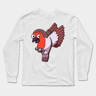 Happy Flying Robin Bird Cartoon Long Sleeve T-Shirt